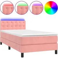 Syfax Boxspringbett mit Matratze & LED Rosa 90x200 cm Samt