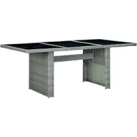 vidaXL "im " Gartentisch Wetterfest - Balkon Tisch/Esstisch - Hellgrau Poly Rattan und Hartglas - Gartentische CC5887
