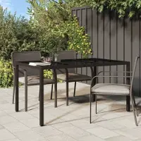 ZMH Gartentisch 150x90x75 cm Gehärtetes Glas Poly Rattan Braun