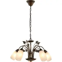 Nowa Hängeleuchte Metall rostfarben, Glas, ø: 500mm, H: 1500mm, exkl. 5x E14 40W 230V