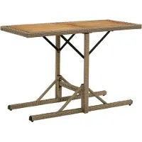 Syfax Gartentisch Beige Massivholz Akazie und Poly Rattan