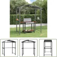 The Living Store Grillpavillon mit Seitenregalen Anthrazit 210x114x230 cm Stahl