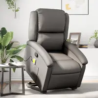 vidaXL Cloris DesignMöbel Massagesessel mit Aufstehhilfe Grau Echtleder , Klassische Sessel 2024 Neu