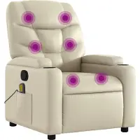 Syfax Massagesessel mit Relaxfunktion, Kunstleder, Creme