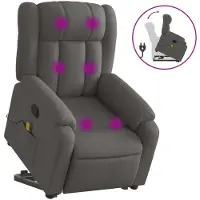 Syfax Massagesessel mit Aufstehhilfe Dunkelgrau Stoff