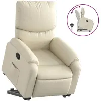 Syfax Relaxsessel mit Aufstehhilfe Creme Kunstleder