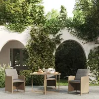 vidaXL Möbel Gartentisch Beige 109x107x74 cm Poly Rattan und Glas - Gartentische &59851