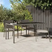 ZMH Gartentisch Grau 190x90x75 cm Gehärtetes Glas und Poly Rattan