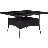 Syfax Garten-Esstisch Schwarz Poly Rattan und Glas
