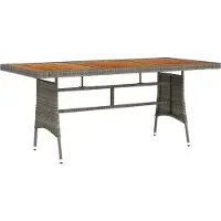 Syfax Gartentisch Grau 160x70x72 cm Poly Rattan & Massivholz Akazie