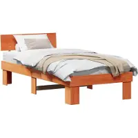 Syfax Bettrahmen Wachsbraun 100 x 200 cm Massives Kiefernholz