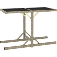 Syfax Gartentisch Beige 110×53×72 cm Glas und Poly Rattan