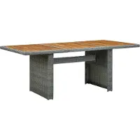 Syfax Gartentisch Hellgrau Poly Rattan und Akazie Massivholz