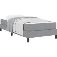 Syfax Boxspringbett, Einzelbett mit Taschenfederkernmatratze, atmungsaktiver Stoff Hellgrau, Holzwerkstoffrahmen, 90 x 200 cm, bis 140 kg