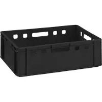 BURI Fleischkisten E2 60x40x20cm Lagerkiste Eurobox aus Deutschland lebensmittelecht, robust, stapelbar , Variante:schwarz 1x