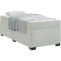 vidaXL Bettrahmen mit Matratze Hellgrau 90 x 200 cm Stoff