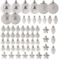 Kadax Weihnachtskugeln aus Kunststoff, Set aus 60 Kuglen, Silber