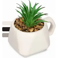Kadax Sukkulenten "Rouy", kleine Kunstpflanze mit Topf, 1 Stück, Weiß, 8 cm