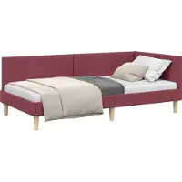 Syfax Eckbettgestell Weinrot 100 cm x 200 cm Stoff und Sperrholz