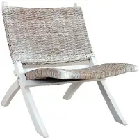 vidaXL Möbel Relaxstuhl Weiß Natur Kubu-Rattan und Massivholz Mahagoni - Fernseh- & Relaxsessel 285800