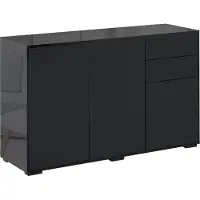 HOMCOM Sideboard mit 2 Schubladen, 3 Türen, verstellbarem Einlegeboden, Spanplatte, 117 x 36 x 74 cm, Schwarz