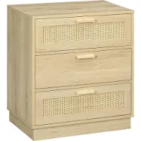 HOMCOM Kommode mit 3 Schubladen, Schlafzimmermöbel im Bohème-Stil mit Holzrahmen, Rattan-Kommode Kommode für Schlafzimmer, Wohnzimmer, Flur. Maße: 60 x 38 x 69 cm, Naturholz