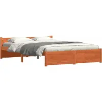 Syfax Bettrahmen mit Kopfteil Wachsbraun 205,5 x 145,5 x 51 cm