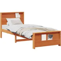 Syfax Bettrahmen mit Kopfteil Wachsbraun 80 x 200 cm Holzwerkstoff