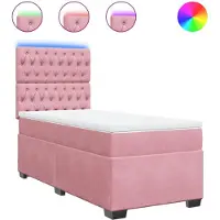 Syfax Boxspringbett mit Matratze Rosa 90x200 cm Samt