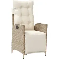 Syfax Gartensessel mit Fußteil Verstellbar Beige Poly Rattan