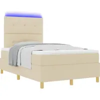 Syfax LED Boxspringbett mit Matratze Creme 120 x 200 cm Stoff