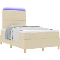 Syfax LED Boxspringbett mit Matratze Creme 120 x 190 cm Stoff