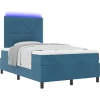 Syfax LED Boxspringbett mit Matratze Dunkelblau 120 x 190 cm Samt