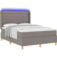 Syfax Boxspringbett mit LED-Lichtleisten Taupe 140 x 200 cm Stoff