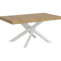 Itamoby Ausziehbarer Tisch 200/460x90 cm Volantis Natur-Eiche mit weißen Beinen