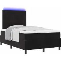 Syfax LED Boxspringbett mit Matratze Schwarz 120 x 200 cm Samt
