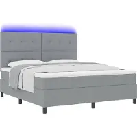 Syfax Boxspringbett mit Matratze mit LED Hellgrau 180 x 200 cm Stoff