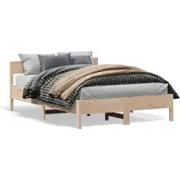 DKD Home Decor Massivholzbett mit Kopfteil 140x200 cm Kiefer