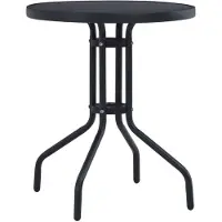 Syfax Gartentisch Schwarz 80 cm Stahl und Glas