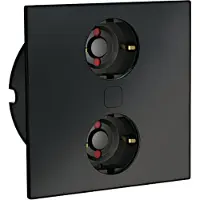NABER Duplex E Doppelsteckdose SCHWARZ matt für den Einbau in eine Arbeitsplatte / Mehrfachsteckdose / Steckdosenverteiler