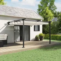 vidaXL Stabli Möbel Wandmontierter Pavillon Creme Stahl - Pavillons & Partyzelte CC1258636 1parcel