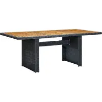 Syfax Gartentisch Dunkelgrau Poly Rattan und Akazie Massivholz