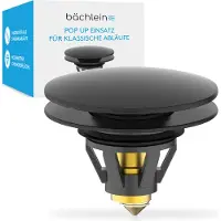 Bächlein universeller Pop Up Waschbeckenstöpsel - Stöpsel Waschbecken matt schwarz Abflusssieb Waschtisch Abfluss 40mm Ablauf Ventil Stopfen Ersatzstöpsel Haarsieb