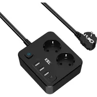 Plastrol Steckdosenleiste mit 2x Schuko 230V 3x USB-A 1x USB-C 2m mit Schalter