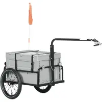 HOMCOM Fahrradanhänger mit abnehmbarer und faltbarer 65-Liter-Staubox, maximaler Zuladung 40 kg, Sicherheitsreifen und Reflektoren, grau
