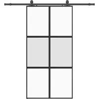 Syfax Schiebetür mit Beschlag Schwarz 102,5x205 cm Hartglas