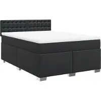 Syfax Boxspringbett mit Matratze Schwarz 140x190 cm Kunstleder