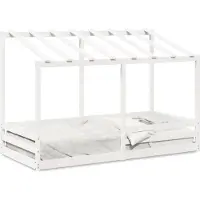 Prolenta Maison Exclusive - Kinderbett mit Dach Weiß 90x200 cm Massivholz Kiefer