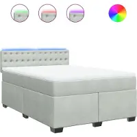 vidaXL Boxspringbett mit Matratze Hellgrau 140x190 cm Samt