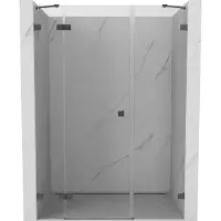 Mexen Lunar Duschdrehür links 120 cm, transparent, gebürstetes Gun Gray - 834S-120-050-66-00-L